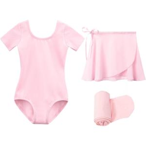 imageStelle Ballet Leotards for Girls Long Sleeve Dance Dress Outfit Combo with Skirt and Tights ToddlerLittle KidBig Kid1ballet Pink