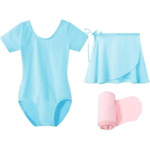 imageStelle Ballet Leotards for Girls Long Sleeve Dance Dress Outfit Combo with Skirt and Tights ToddlerLittle KidBig Kid1pool Bule