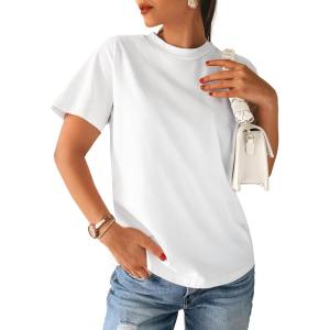 imageStelle Women Cotton TShirts Oversized Crewneck Short Sleeve Summer Casual Tops Unisex AdultWhite