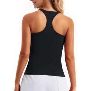imageStelle Womens Sleeveless Tank Tops Scoop Neck Ribbed Racerback Camisole Tops for Workout CasualBlack
