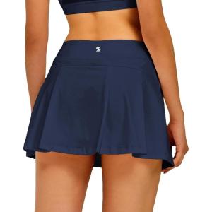 imageStelle Women Tennis Skirt Golf Skorts Athletic High Waisted with Pockets Inner Shorts Sport Workout Pleated PickleballNavy