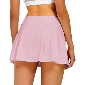 imageStelle Women Tennis Skirt Golf Skorts Athletic High Waisted with Pockets Inner Shorts Sport Workout Pleated PickleballPink