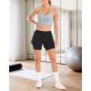 imageStelle Women 2 in 1 Running Shorts High Waisted Athletic Shorts Gym Workout Shorts with Liner Zipper PocketsBlack