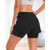 imageStelle Women 2 in 1 Running Shorts High Waisted Athletic Shorts Gym Workout Shorts with Liner Zipper PocketsBlack