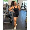 imageStelle Women 2 in 1 Running Shorts High Waisted Athletic Shorts Gym Workout Shorts with Liner Zipper PocketsBlack