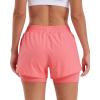 imageStelle Women 2 in 1 Running Shorts High Waisted Athletic Shorts Gym Workout Shorts with Liner Zipper PocketsCoral