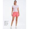 imageStelle Women 2 in 1 Running Shorts High Waisted Athletic Shorts Gym Workout Shorts with Liner Zipper PocketsCoral