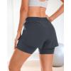 imageStelle Women 2 in 1 Running Shorts High Waisted Athletic Shorts Gym Workout Shorts with Liner Zipper PocketsGrey