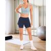 imageStelle Women 2 in 1 Running Shorts High Waisted Athletic Shorts Gym Workout Shorts with Liner Zipper PocketsNavy