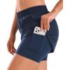 imageStelle Women 2 in 1 Running Shorts High Waisted Athletic Shorts Gym Workout Shorts with Liner Zipper PocketsNavy