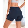 imageStelle Women 2 in 1 Running Shorts High Waisted Athletic Shorts Gym Workout Shorts with Liner Zipper PocketsNavy