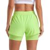 imageStelle Women 2 in 1 Running Shorts High Waisted Athletic Shorts Gym Workout Shorts with Liner Zipper PocketsNeon Yellow