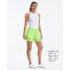 imageStelle Women 2 in 1 Running Shorts High Waisted Athletic Shorts Gym Workout Shorts with Liner Zipper PocketsNeon Yellow