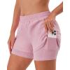 imageStelle Women 2 in 1 Running Shorts High Waisted Athletic Shorts Gym Workout Shorts with Liner Zipper PocketsPink