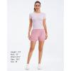 imageStelle Women 2 in 1 Running Shorts High Waisted Athletic Shorts Gym Workout Shorts with Liner Zipper PocketsPink