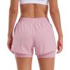 imageStelle Women 2 in 1 Running Shorts High Waisted Athletic Shorts Gym Workout Shorts with Liner Zipper PocketsPink
