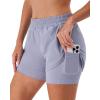 imageStelle Women 2 in 1 Running Shorts High Waisted Athletic Shorts Gym Workout Shorts with Liner Zipper PocketsPurple Haze