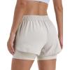 imageStelle Women 2 in 1 Running Shorts High Waisted Athletic Shorts Gym Workout Shorts with Liner Zipper PocketsSandy Grey
