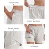 imageStelle Women 2 in 1 Running Shorts High Waisted Athletic Shorts Gym Workout Shorts with Liner Zipper PocketsSandy Grey