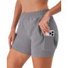 imageStelle Women 2 in 1 Running Shorts High Waisted Athletic Shorts Gym Workout Shorts with Liner Zipper PocketsSmoke Grey