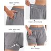 imageStelle Women 2 in 1 Running Shorts High Waisted Athletic Shorts Gym Workout Shorts with Liner Zipper PocketsSmoke Grey