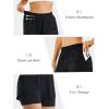 imageStelle Womens 2 in 1 Running Shorts Athletic Workout Gym Shorts High Waisted Shorts with Liner Zipper PocketsBlack
