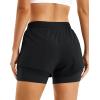 imageStelle Womens 2 in 1 Running Shorts Athletic Workout Gym Shorts High Waisted Shorts with Liner Zipper PocketsBlack