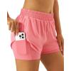 imageStelle Womens 2 in 1 Running Shorts Athletic Workout Gym Shorts High Waisted Shorts with Liner Zipper PocketsCoral