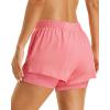 imageStelle Womens 2 in 1 Running Shorts Athletic Workout Gym Shorts High Waisted Shorts with Liner Zipper PocketsCoral