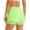imageStelle Womens 2 in 1 Running Shorts Athletic Workout Gym Shorts High Waisted Shorts with Liner Zipper PocketsNeon Yellow