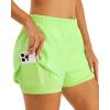 imageStelle Womens 2 in 1 Running Shorts Athletic Workout Gym Shorts High Waisted Shorts with Liner Zipper PocketsNeon Yellow