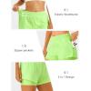 imageStelle Womens 2 in 1 Running Shorts Athletic Workout Gym Shorts High Waisted Shorts with Liner Zipper PocketsNeon Yellow