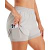 imageStelle Womens 2 in 1 Running Shorts Athletic Workout Gym Shorts High Waisted Shorts with Liner Zipper PocketsSandy Grey