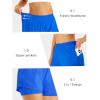 imageStelle Womens 2 in 1 Running Shorts Athletic Workout Gym Shorts High Waisted Shorts with Liner Zipper PocketsSapphire