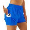 imageStelle Womens 2 in 1 Running Shorts Athletic Workout Gym Shorts High Waisted Shorts with Liner Zipper PocketsSapphire