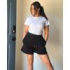 imageStelle Womens Drawstring Sweat Shorts Comfy Elastic Shorts Workout Lounge Shorts with PocketsBlack