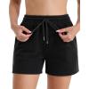 imageStelle Womens Drawstring Sweat Shorts Comfy Elastic Shorts Workout Lounge Shorts with PocketsBlack