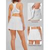 imageStelle Womens High Waisted Pleated Tennis Skirts Golf Skorts with Inner Shorts for Athletic Running Workout PickleballWhitepleated Woven