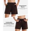 imageStelle Womens Sweat Shorts Casual Drawstring Shorts Comfy Cotton High Waisted Workout Lounge Shorts with PocketsCoffee
