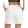 imageStelle Womens Sweat Shorts Casual Drawstring Shorts Comfy Cotton High Waisted Workout Lounge Shorts with PocketsWhite Sweat Shorts