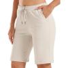 imageStelle Womens Bermuda Knee Length Athletic Exercise Running Lounge Sweat Shorts10 Beige