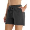 imageStelle Womens Drawstring Sweat Shorts Comfy Elastic Shorts Workout Lounge Shorts with PocketsCharcoal