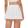 imageStelle Womens High Waisted Pleated Tennis Skirts Golf Skorts with Inner Shorts for Athletic Running Workout PickleballWhitepleated Woven