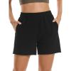 imageStelle Womens Sweat Shorts Casual Drawstring Shorts Comfy Cotton High Waisted Workout Lounge Shorts with PocketsBlack Sweat Shorts