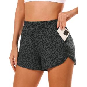 imageStelle Women 3quot4quot7quot Running Shorts High Waisted Athletic Shorts Quick Dry Workout Shorts with Mesh Liner Deep PocketsLeopard