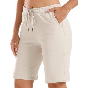 imageStelle Womens Bermuda Knee Length Athletic Exercise Running Lounge Sweat Shorts10 Beige