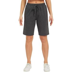 imageStelle Womens Bermuda Knee Length Athletic Exercise Running Lounge Sweat Shorts10 Charcoal