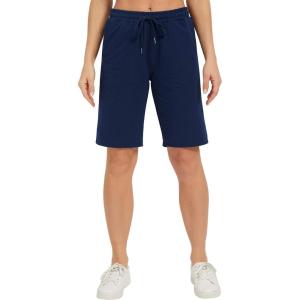 imageStelle Womens Bermuda Knee Length Athletic Exercise Running Lounge Sweat Shorts10 Navy