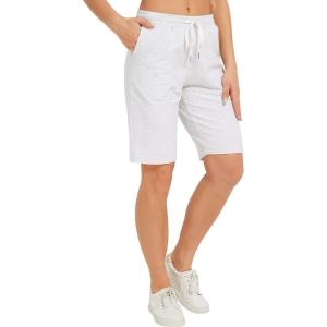 imageStelle Womens Bermuda Knee Length Athletic Exercise Running Lounge Sweat Shorts10 Ultra Light Grey