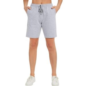 imageStelle Womens Bermuda Knee Length Athletic Exercise Running Lounge Sweat Shorts7 Lightgrey